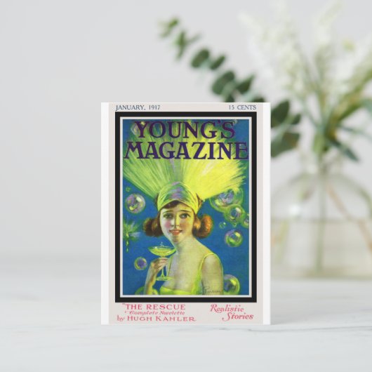 フラッパーシャンペン及び泡旧式な雑誌カバー ポストカード (スタンド正面)