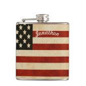 フラッパーソナライズされたク米国国旗 フラスク (正面)