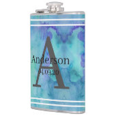 フラッパーソナライズされたク絞り染め姓イニシャル日 フラスク (左)