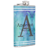 フラッパーソナライズされたク絞り染め姓イニシャル日 フラスク (右)