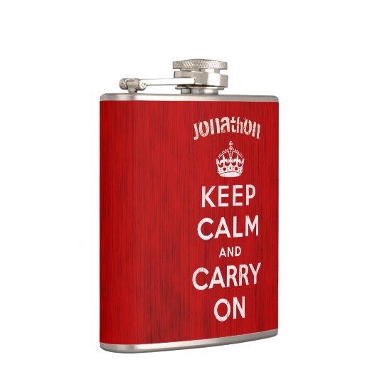 フラッパーソナライズされたクKeep Calm and Carry On フラスク (右)