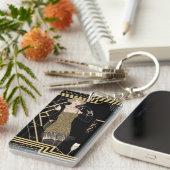 フラッパーソナライズされたパーガールのキーチェーン キーホルダー (正面右)