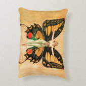 フラッパーバタフライ飛んでいるウーマンイラストレーション アクセントクッション (裏面(縦))