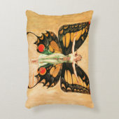 フラッパーバタフライ飛んでいるウーマンイラストレーション アクセントクッション (正面(垂直))