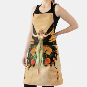 フラッパーバタフライ飛んでいるウーマンイラストレーション エプロン (インサイチュ)