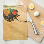 フラッパーバタフライ飛んでいるウーマンイラストレーション キッチンタオル (四つ折り)