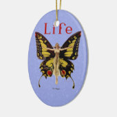 フラッパーバタフライ飛んでいるウーマンイラストレーション セラミックオーナメント (左)