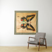 フラッパーバタフライ飛んでいるウーマンイラストレーション タペストリー (インサイチュ(横))