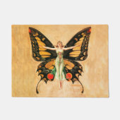 フラッパーバタフライ飛んでいるウーマンイラストレーション ドアマット (正面)