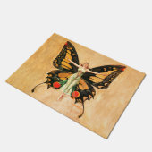 フラッパーバタフライ飛んでいるウーマンイラストレーション ドアマット (アングル)