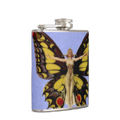 フラッパーバタフライ飛んでいるウーマンイラストレーション フラスク (右)