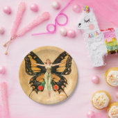 フラッパーバタフライ飛んでいるウーマンイラストレーション ペーパープレート (パーティー)