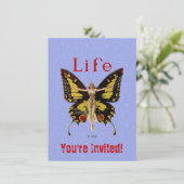 フラッパーバタフライ飛んでいるウーマンイラストレーション 招待状 (スタンド正面)