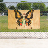 フラッパーバタフライ飛んでいるウーマンイラストレーション 横断幕 (インサイチュ)