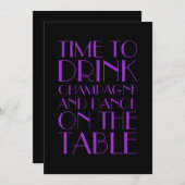 フラッパーバチェロレッテ招待状(紫) 招待状 (正面/裏面)