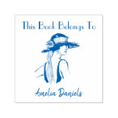 フラッパーパーソナライズされたガール蔵書票 セルフインキングスタンプ (デザイン)