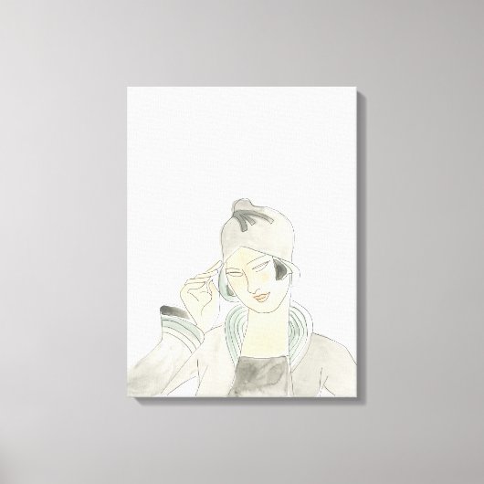 フラッパーファッションスケッチ キャンバスプリント (正面)