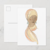 フラッパーファッションスケッチ – スカーフ付き女性 ポストカード (正面/裏面)