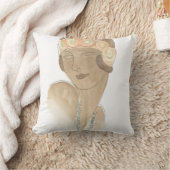 フラッパーファッションスケッチ – ヘアピース付き女性 クッション (ブランケット)