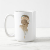 フラッパーファッションスケッチ – ヘアピース付き女性 コーヒーマグカップ (左)