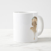 フラッパーファッションスケッチ – ヘアピース付き女性 ジャンボコーヒーマグカップ (正面右)