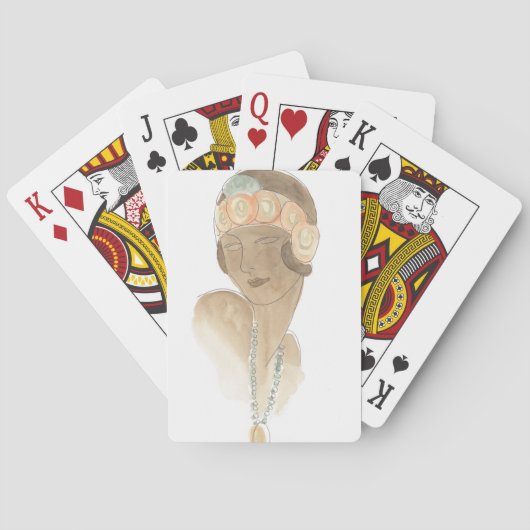 フラッパーファッションスケッチ – ヘアピース付き女性 トランプ (裏面)