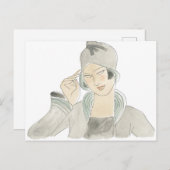 フラッパーファッションスケッチ ポストカード (正面/裏面)