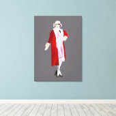 フラッパーヴィンテージファッションレディ20代 キャンバスプリント (インサイチュ (ウッドフロア))