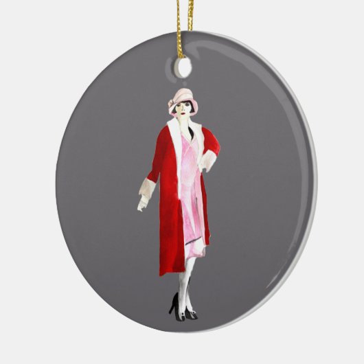 フラッパーヴィンテージファッションレディ20代 セラミックオーナメント (左)