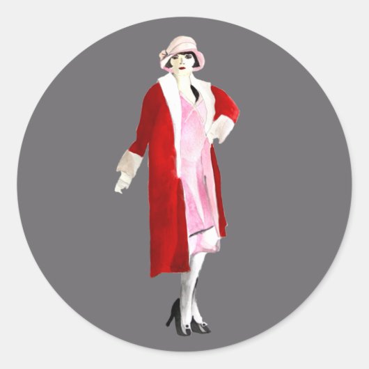 フラッパーヴィンテージファッションレディ20代 ラウンドシール (正面)