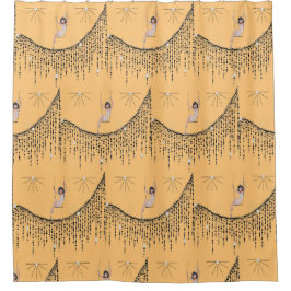 フラッパー女の子のスイングシャワーカーテン シャワーカーテン