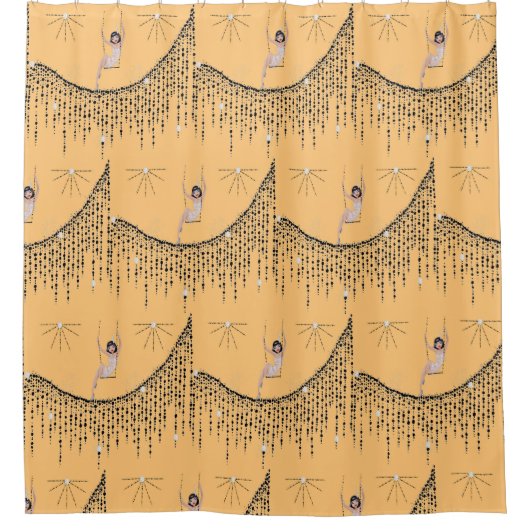 フラッパー女の子のスイングシャワーカーテン シャワーカーテン (正面)