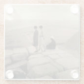 フラッパー女の子サンライズクフーピラミッド、エジプト1920 ガラスコースター (裏面)