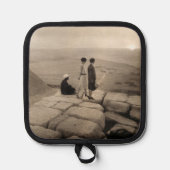 フラッパー女の子サンライズクフーピラミッド、エジプト1920 鍋敷き (正面)