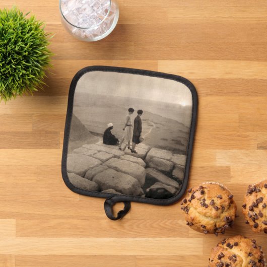 フラッパー女の子サンライズクフーピラミッド、エジプト1920 鍋敷き (トップダウン)