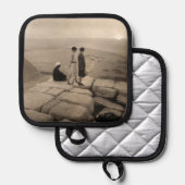 フラッパー女の子サンライズクフーピラミッド、エジプト1920 鍋敷き (正面/裏面)