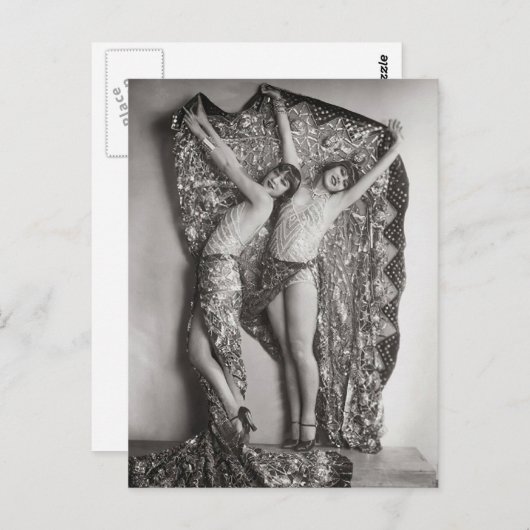 フラッパー女の子フランスののヴィンテージ写真はがき ポストカード (正面/裏面)