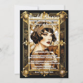 フラッパー女の子ブルネット1920のフォーマル衣装パーティー 招待状 (正面)