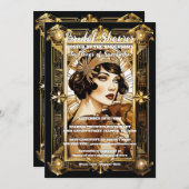 フラッパー女の子ブルネット1920のフォーマル衣装パーティー 招待状 (正面/裏面)