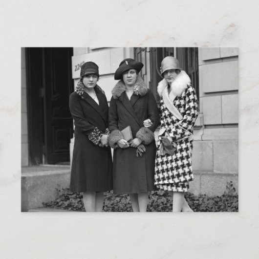 フラッパー女の子、クロシェ帽子1920s ポストカード (正面)
