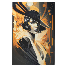 フラッパー女性、アールデコシリーズ第3巻 メタルプリント