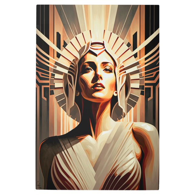 フラッパー女性、アールデコシリーズ、Vol 4 メタルプリント (正面)