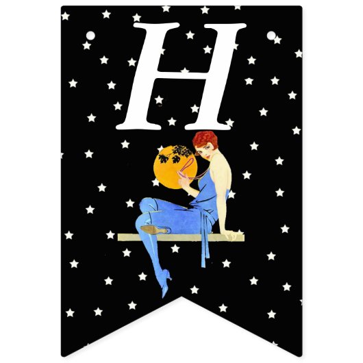 フラッパー赤毛オンシェルフホワイトスターズ誕生日 バンティングフラッグ (第1の旗)