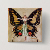 フラッパー・ガールの蝶への変身 1922 缶バッジ (正面)