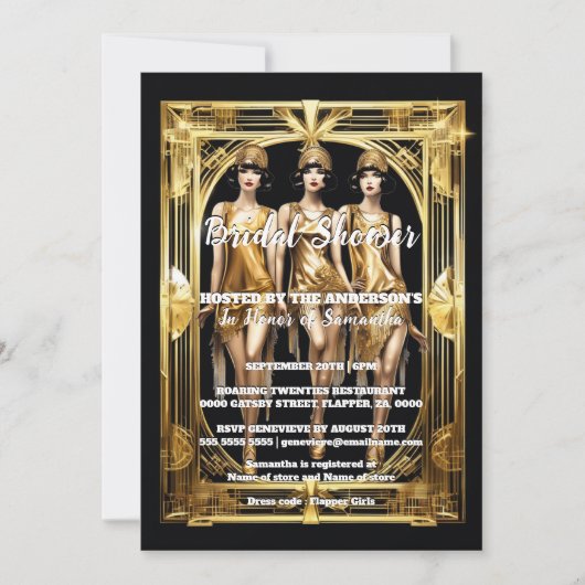 フラッパー・ガールズ1920年ギャツビー素晴らしテーマ 招待状 (正面)