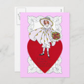 フラッパー、ハートおよびDoilyのヴィンテージのバレンタイン シーズンポストカード (正面/裏面)