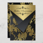 フラッフェイクプゴールデン記念日招待状 |シャンデリア 招待状 (正面/裏面)