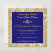フラッフェイクプブルー、金ゴールドダマスク披露宴招待状 招待状 (裏面)