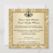 フラップ金ゴールドフェイクダマスクシャンデリア披露宴招待状 招待状 (裏面)