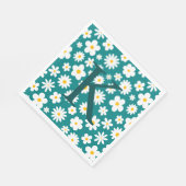 フラッモダントグラフィックデイジーティール（緑がかった色） スタンダードランチョンナプキン (角)